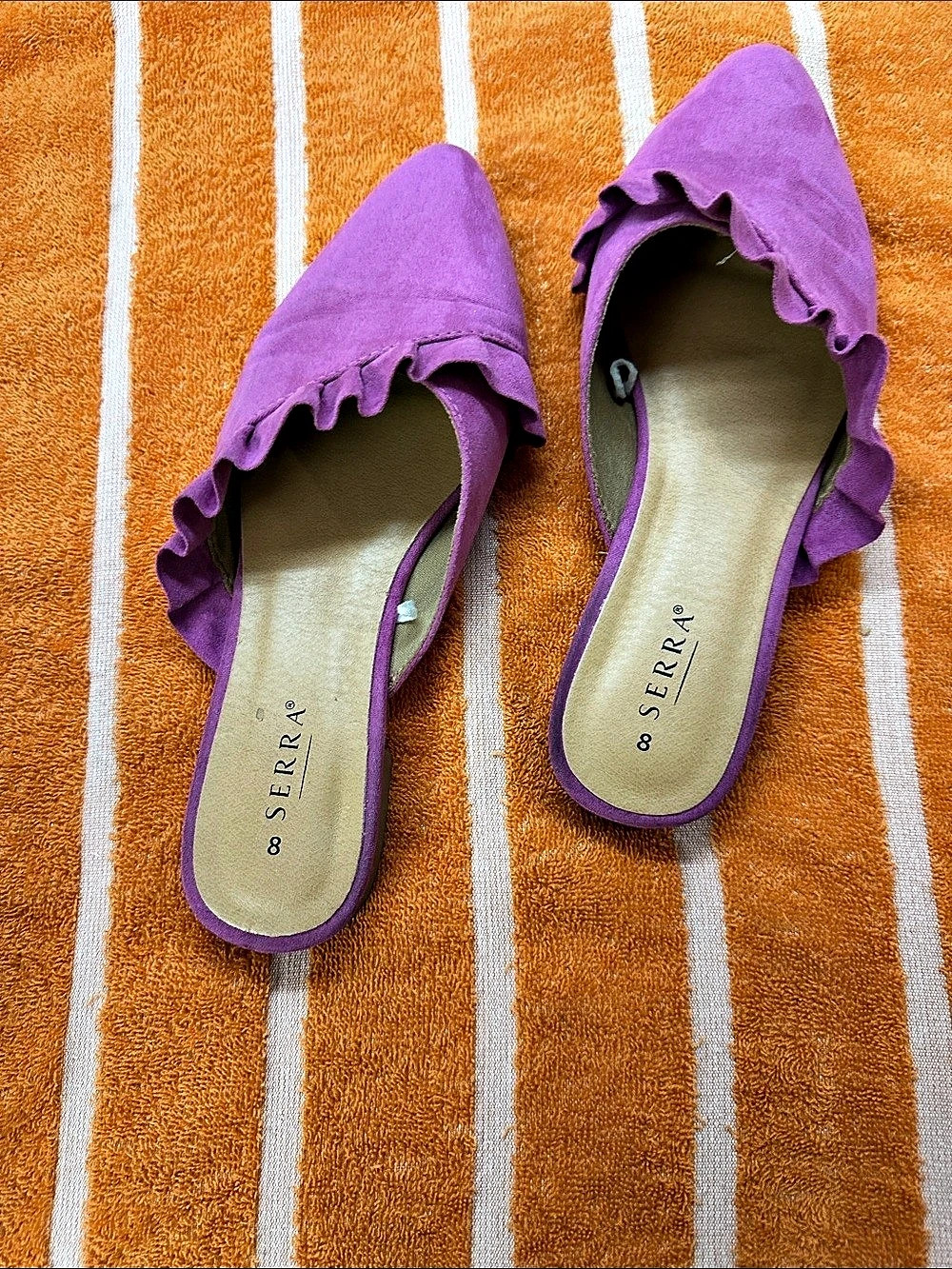 SERRA Purple Ruffle Mules size 8
